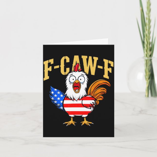 Carte F-caw-f Funny Chicken Humor Usa Flag Quote Rooster (Devant)