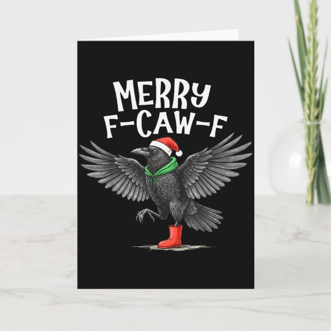 Carte F-caw-f Merry Christmas Funny Crow Raven  (Devant)