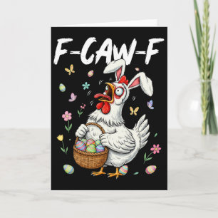 Carte F-caw-f Poulet Lapin Coq Mème Drôle de Pâques Da