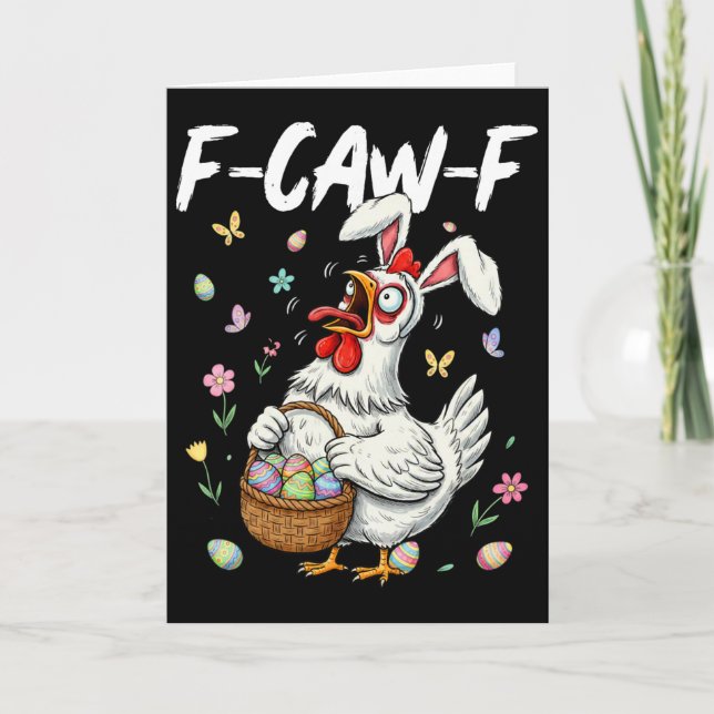 Carte F-caw-f Poulet Lapin Coq Mème Drôle de Pâques Da (Devant)