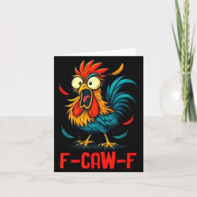 Carte F-caw-f Rooster Meme Funny Chicken Humor Joke Fcaw (Devant)