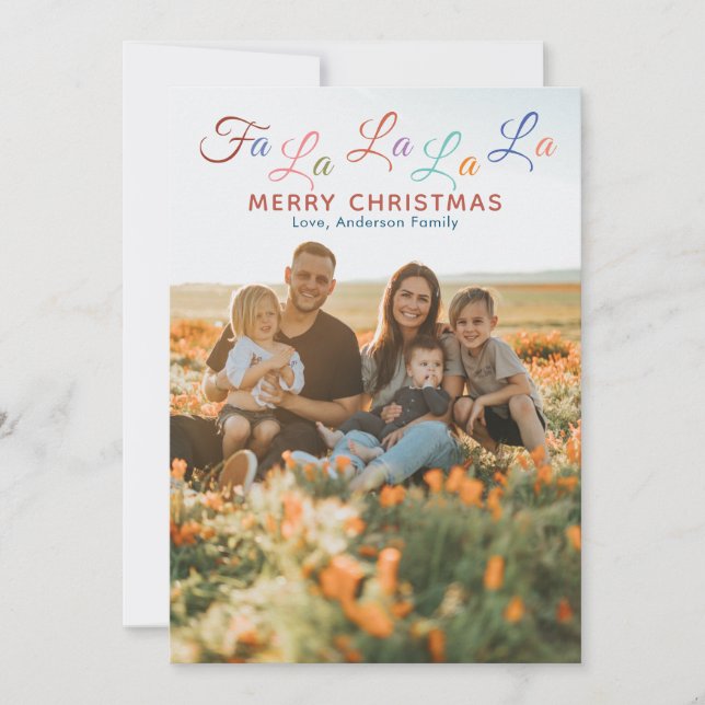 Carte Fa La La La La La Holiday Colorée (Devant)