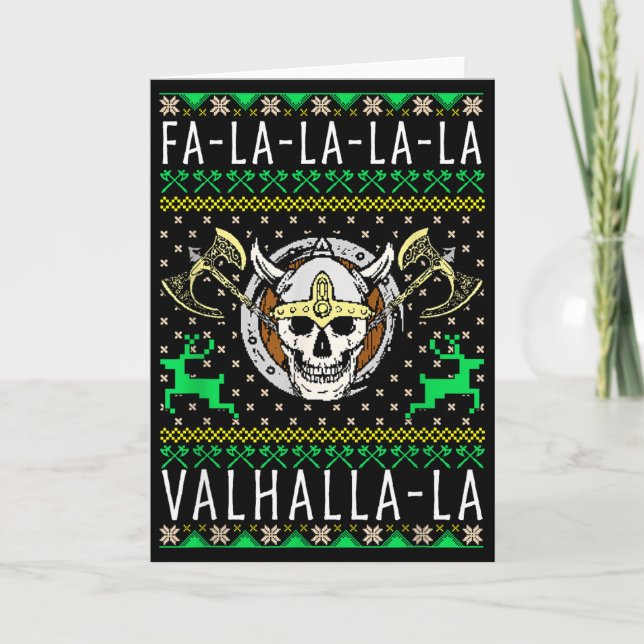 Carte Fa-la-la-la Valhalla-la Dieu Viking Noël laid  (Devant)