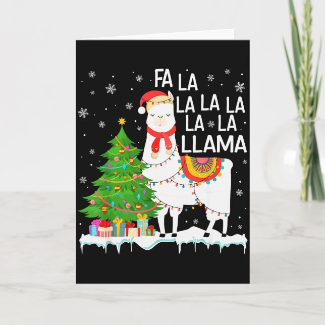 Carte Fa La La Llama Christmas Funny Xmas Pajamas Animal (Devant)