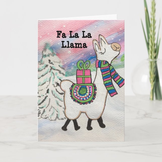 Carte Fa La Llama Fun Modern Holiday Card (Devant)