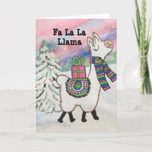 Carte Fa La Llama Fun Modern Holiday Card