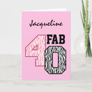 Carte FAB 40e anniversaire ROSE NOIR BLANC BLANC ZEBRA I