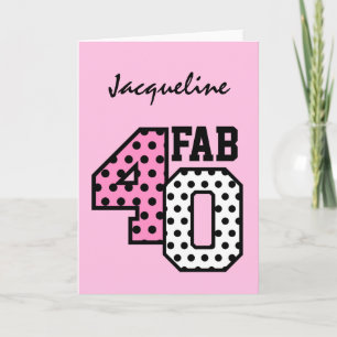 Carte FAB 40e anniversaire ROSE NOIR POIS BLANCS