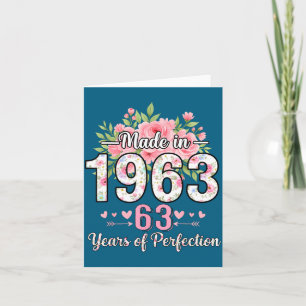 Carte Fabriqué en 1963 Floral 63e anniversaire Femmes 63