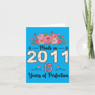 Carte Fabriqué en 2011 Fleurs Cadeaux de 15e anniversair