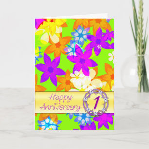 Carte Fabuleuses fleurs 1er anniversaire pour conjoint