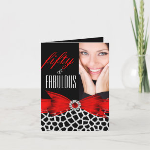 Carte Fabuleux 50 Wild Red Black Photo Joyeux Anniversai