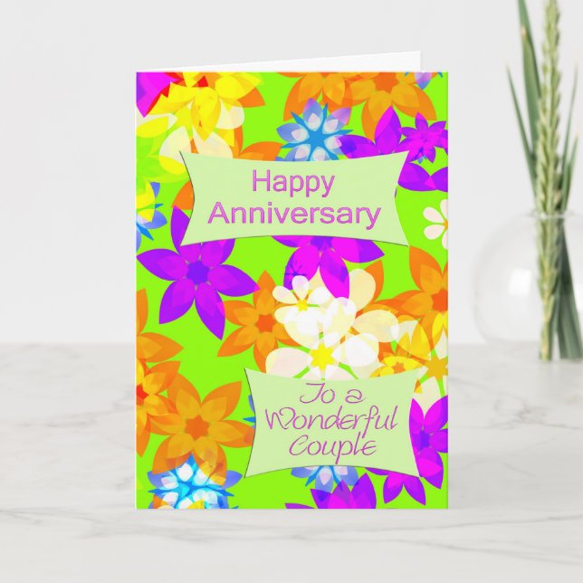 Carte Fabuleux anniversaire de fleurs pour un couple (Devant)