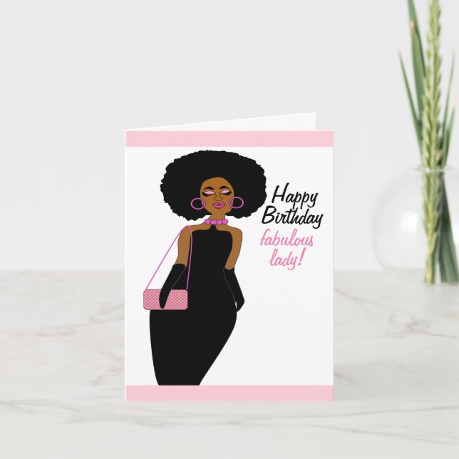 Carte Fabuleux anniversaire de la Dame afro-américaine (Devant)