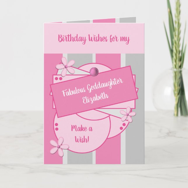 Carte Fabuleux Godgirl Anniversaire voeux rose (Devant)