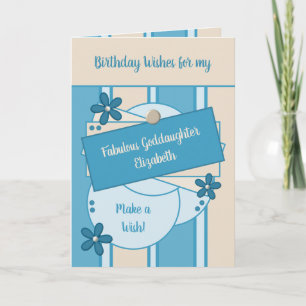 Carte Fabuleux Godgirl voeux d'anniversaire bleu