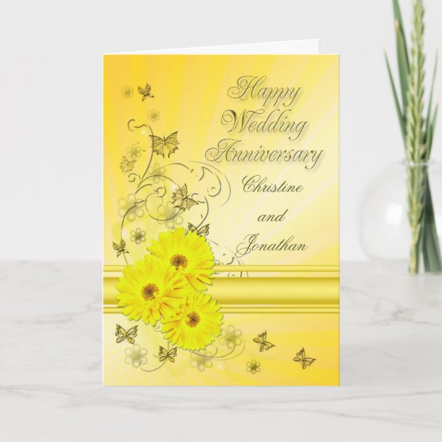 Carte Fabuleux mariage anniversaire de fleurs pour un co (Devant)