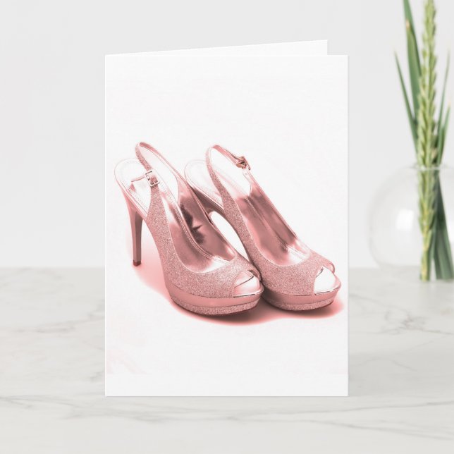 Carte Fabulous Parties scintillant rose Stilettos (Devant)