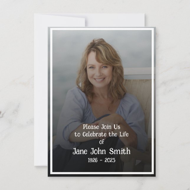 Carte Fade Photo Funeral Invitation (Devant)
