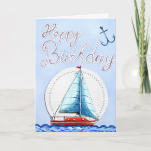 Carte Fair Winds Bateau à voile Anniversaire