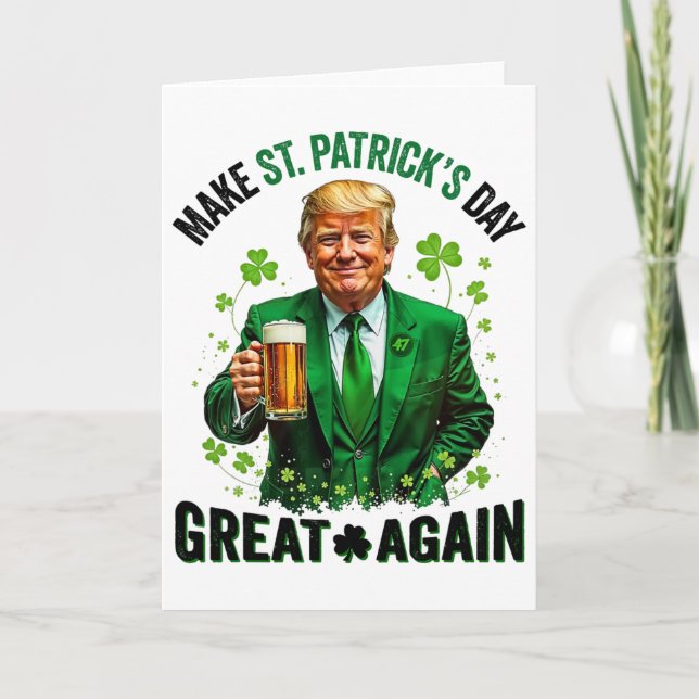 Carte Faire à nouveau grande la Saint-Patrick Trump Trèf (Devant)