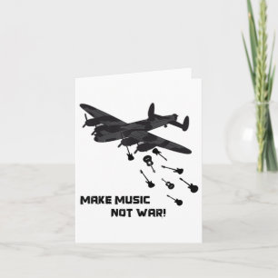 Carte Faire de la musique pas guerre avion guitare amour