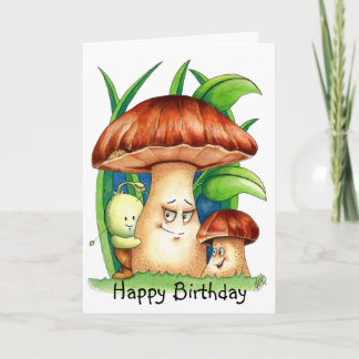 Carte Faire des amis avec des champignons Anniversaire