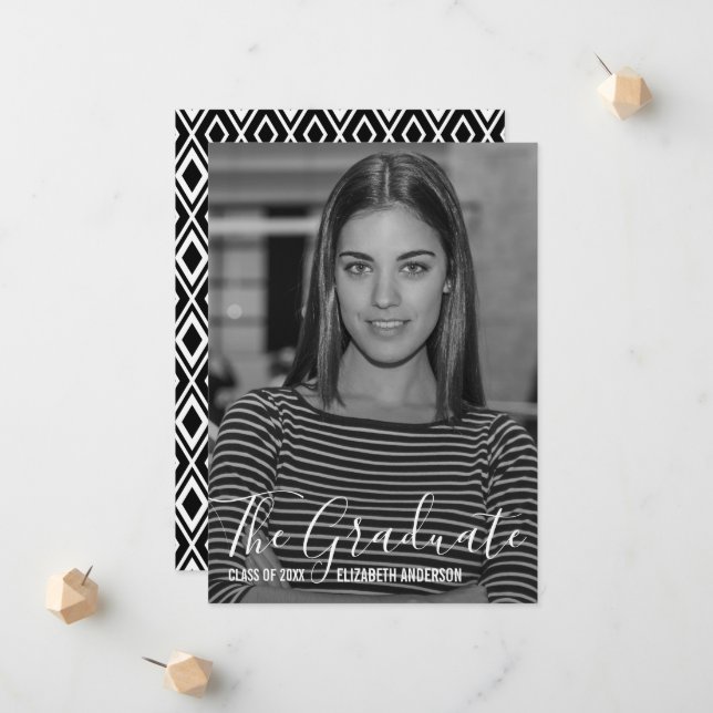 Carte Faire-part de diplôme photo complète (Devant/Arrière en situation)