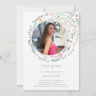 Carte faire-part de graduation de photo rose et gr