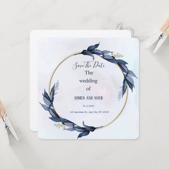 carte faire-part de mariage (Devant/Arrière en situation)