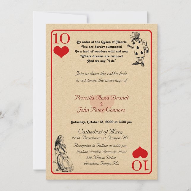 Carte faire-part de mariage "Alice au pays des mer (Devant)