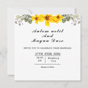 Carte faire-part de mariage Beau Carré Floral
