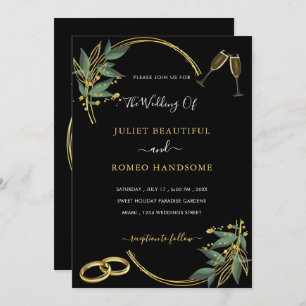 Carte Faire-part de mariage Black Gold Design élég