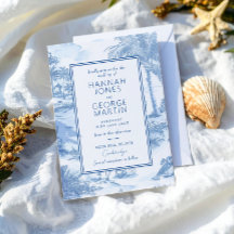 Carte Faire-part de mariage Blue Coastal Toile