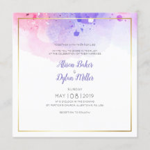 Carte Faire-part de mariage couleur aquarelle