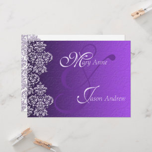 Carte Faire-part de mariage Damask Royal Purple