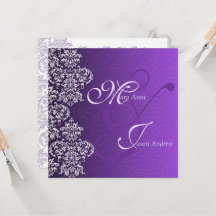 Carte Faire-part de mariage Damask Royal Purple