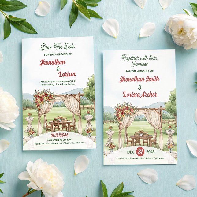 Carte Faire-part de mariage d'aquarelle stade flor (Créateur téléchargé)