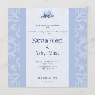 Carte faire-part de mariage de bismillah bleu isla
