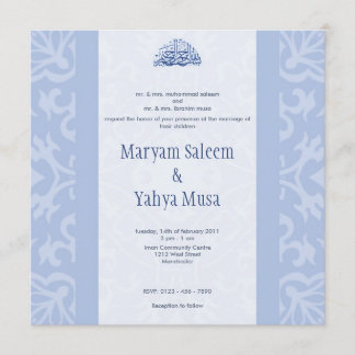 Carte faire-part de mariage de bismillah bleu isla