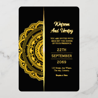 Carte Faire-part de mariage de luxe Design Gold Fo