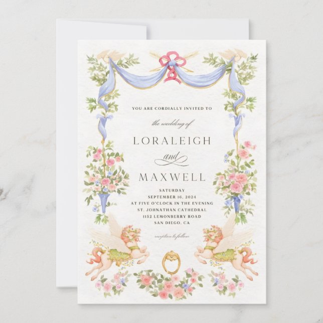 Carte Faire-part de mariage de peinture aquarelle (Devant)