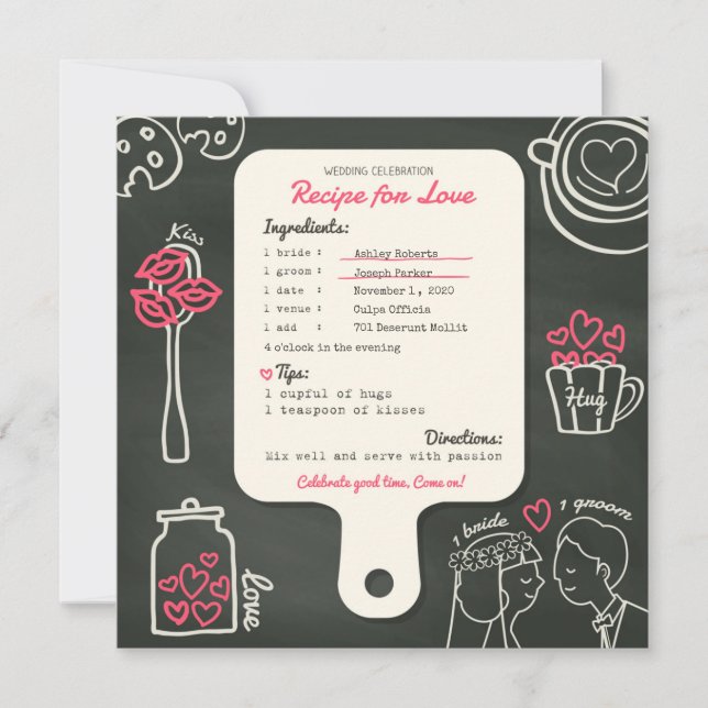Carte faire-part de mariage de recettes créatives  (Devant)