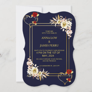 Carte faire-part de mariage d'or
