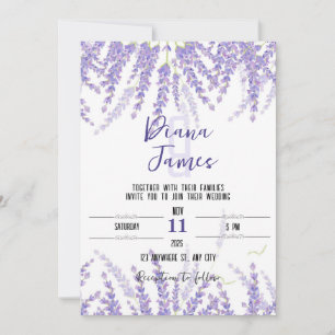 carte faire-part de mariage en couleurs lavande
