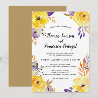 Carte Faire-part de mariage florale aquarelle