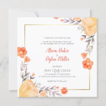 Carte Faire-part de mariage Florale Orange
