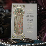 Carte Faire-part de mariage Foil Art Nouveau par M<br><div class="desc">Notre superbe faire-part de mariage en feuille comprend Sarah Bernhardt avec un verre de Champagne et des détails ornés inspirés du style Art Nouveau emblématique d'Alphonse Mucha. Cette carte imprimée est la façon idéale d'ajouter une touche d'élégance et de sophistication à toute occasion, des mariages et baby showers aux événements...</div>