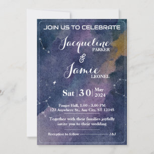Carte faire-part de mariage Galaxy Watercolor