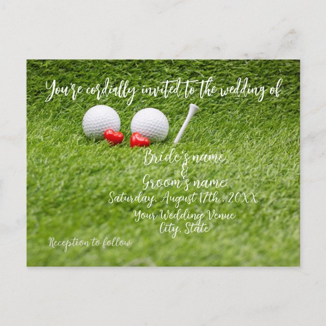 Carte Faire-part de mariage golf pour Golfer (Devant)